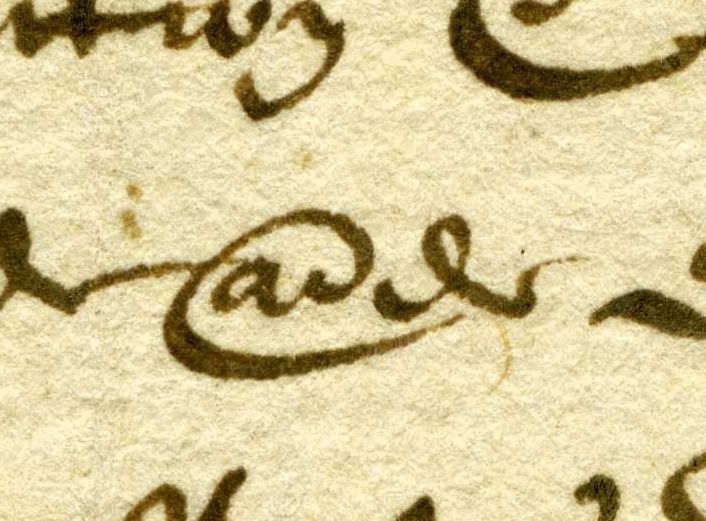 arobase, comme abréviation du mot "autres" (1627)