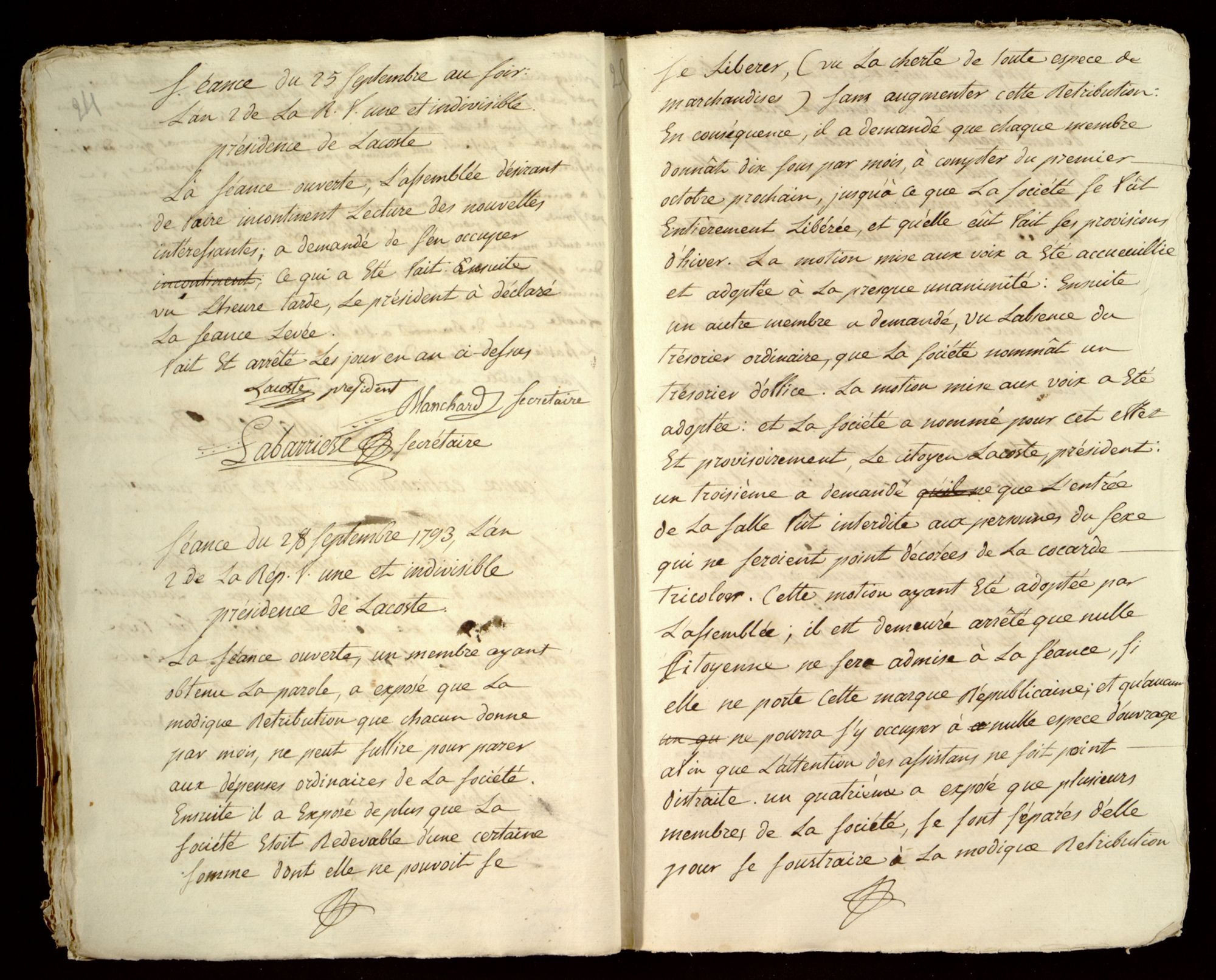 Registre de la Société des Amis de la Constitution de Beaumont, 21 juillet 1792 - 7 décembre 1793. 13 L 3