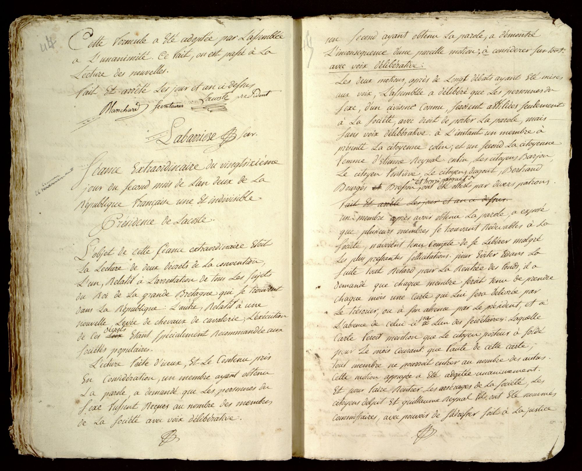 Registre de la Société des Amis de la Constitution de Beaumont, 21 juillet 1792 - 7 décembre 1793. 13 L 3