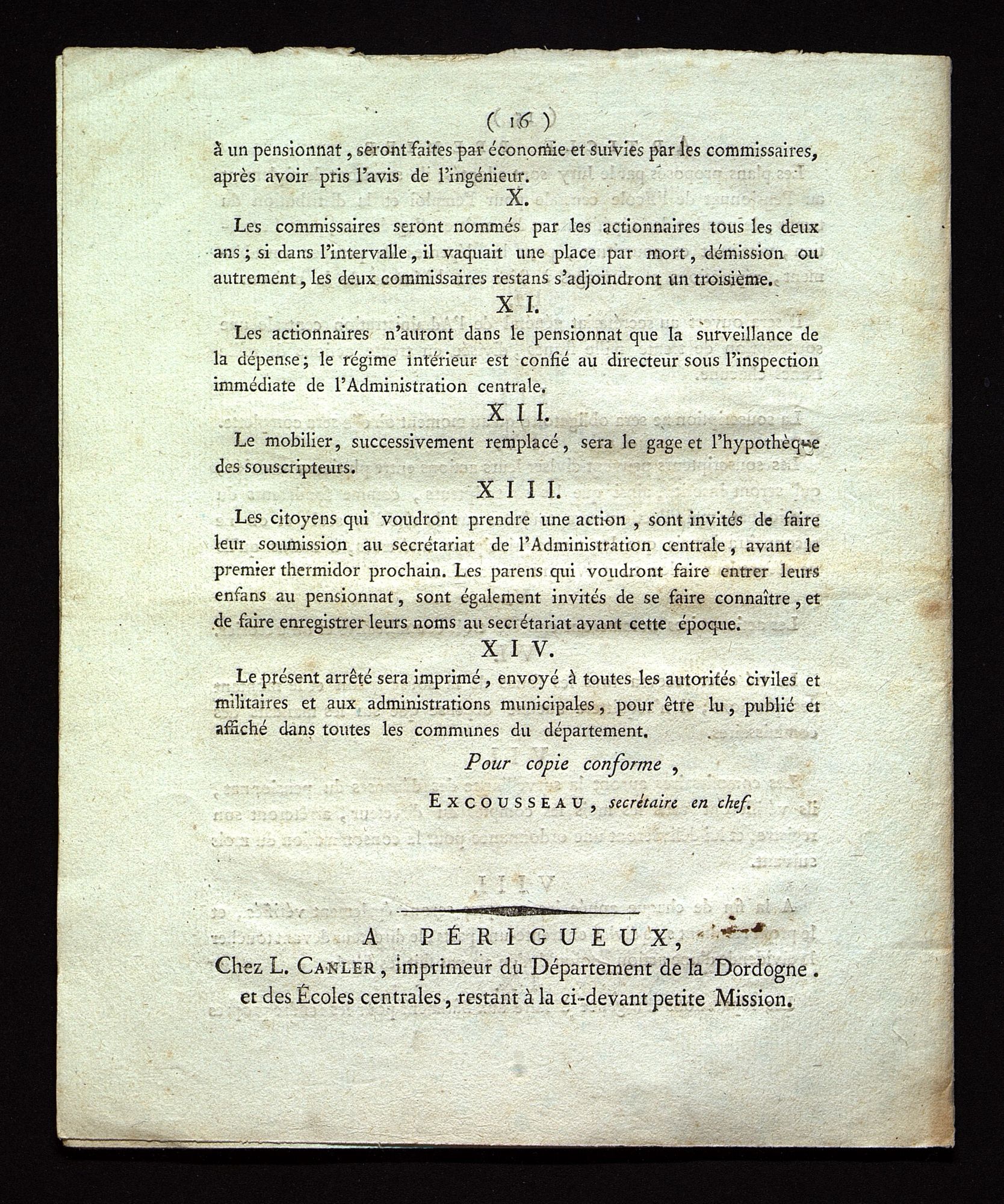 Régime intérieur, dépenses, emploi du temps, réparations (floréal an VII - avril 1799). 1 L 595