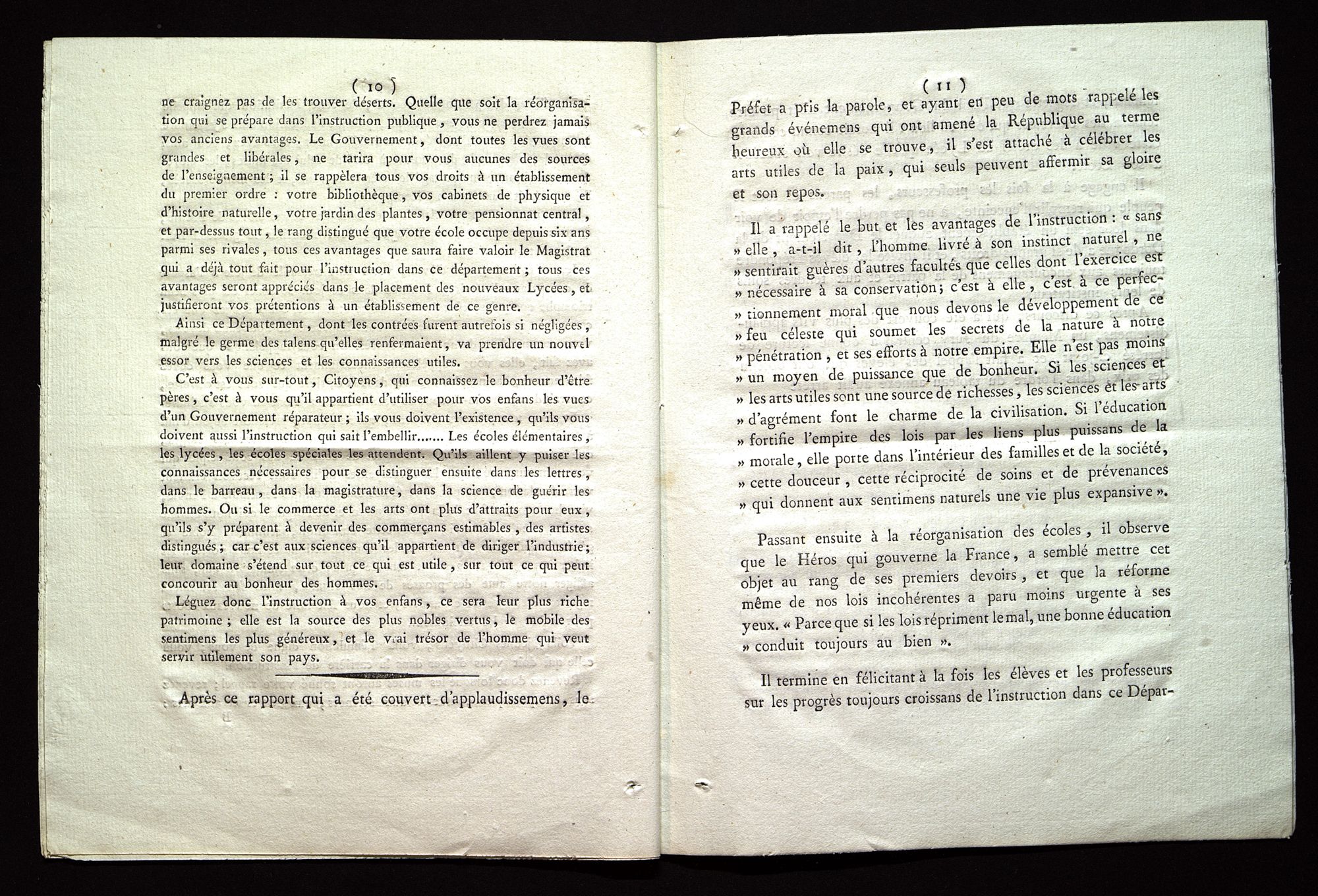 Procès-verbal de la distribution des prix aux élèves de l'école centrale du département de la Dordogne. Le 20 Fructidor, an X de la République française, une et indivisible. BR 2997