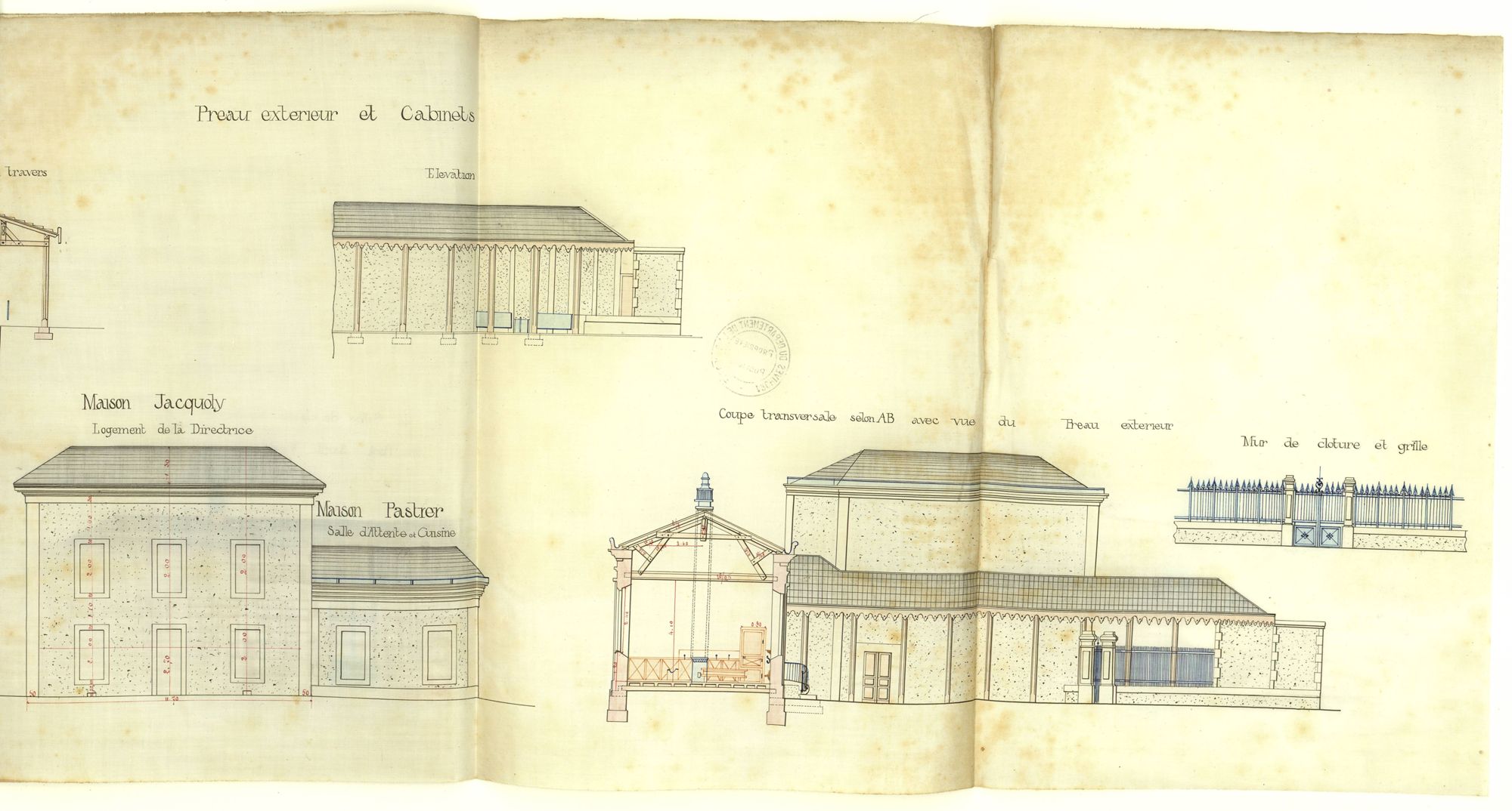 Projet de construction d'une école maternelle, quartier Saint-Martin à Périgueux : plans (1884). 10 O 325
