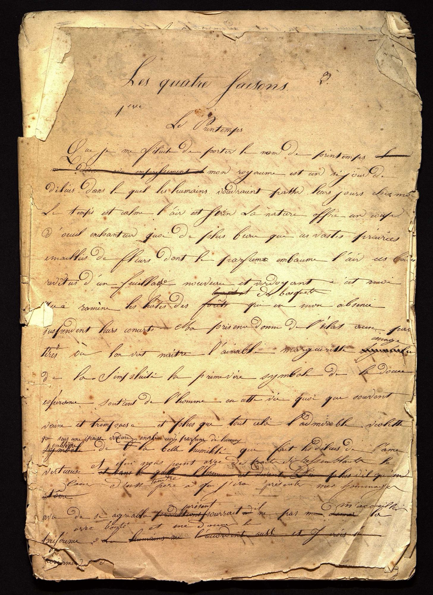 Edmonde de Cosson, pensionnaire chez les Ursulines à Angoulême. Cahier de devoirs et de composition (v. 1832).