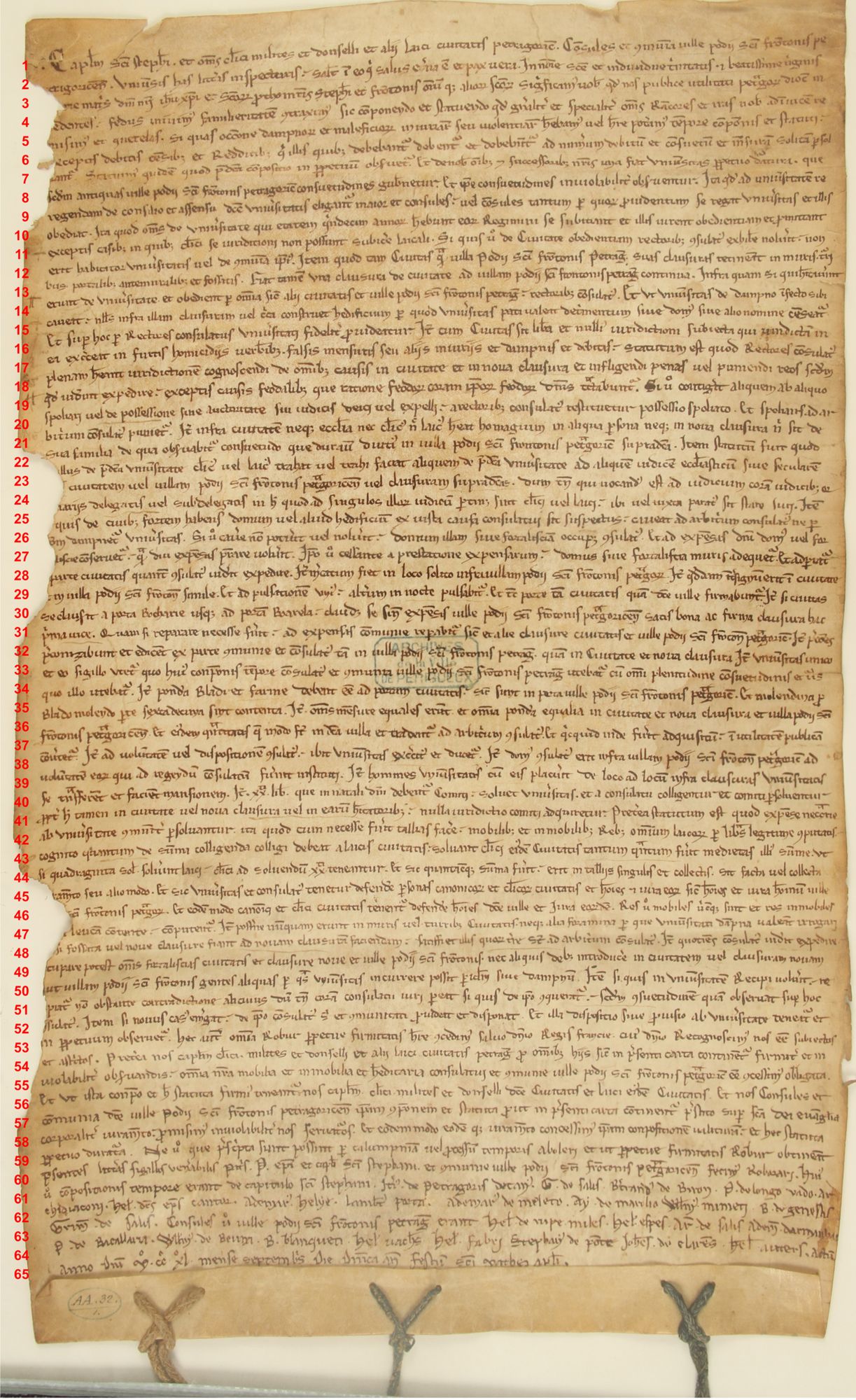 Traité d'union de la Cité et du Puy-Saint-Front de Périgueux, 1240 (latin) **