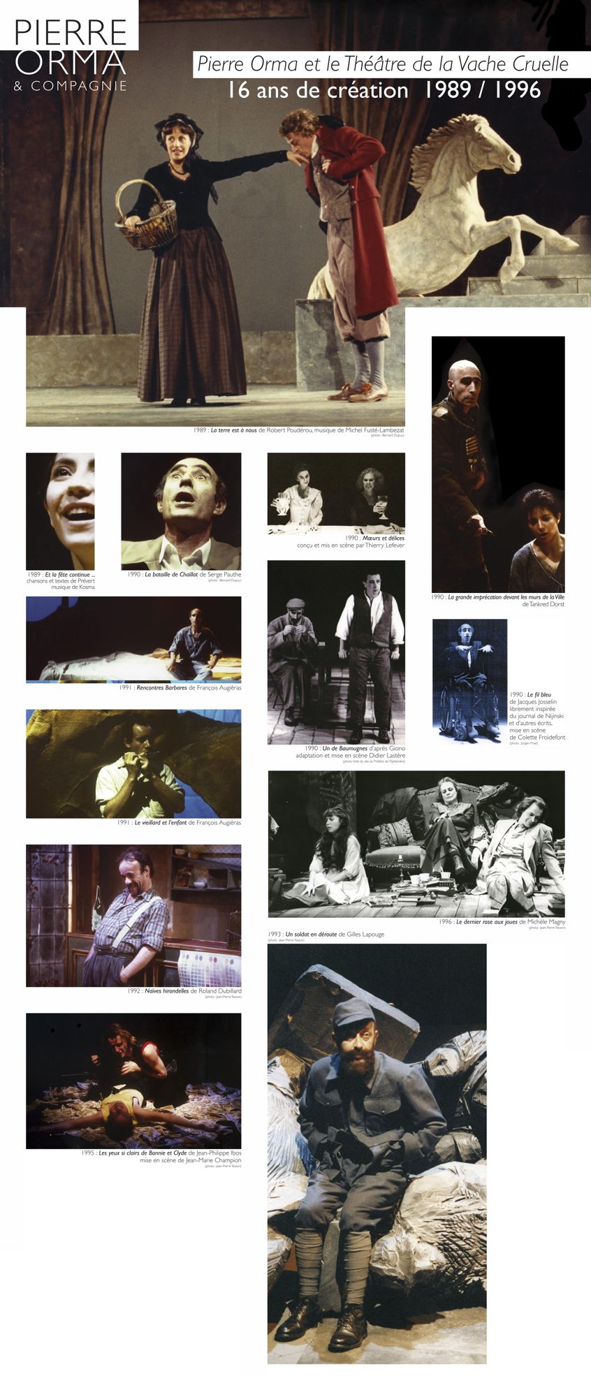 Pierre Orma et le Théâtre de la Vache Cruelle : 16 ans de création 1989 / 1996