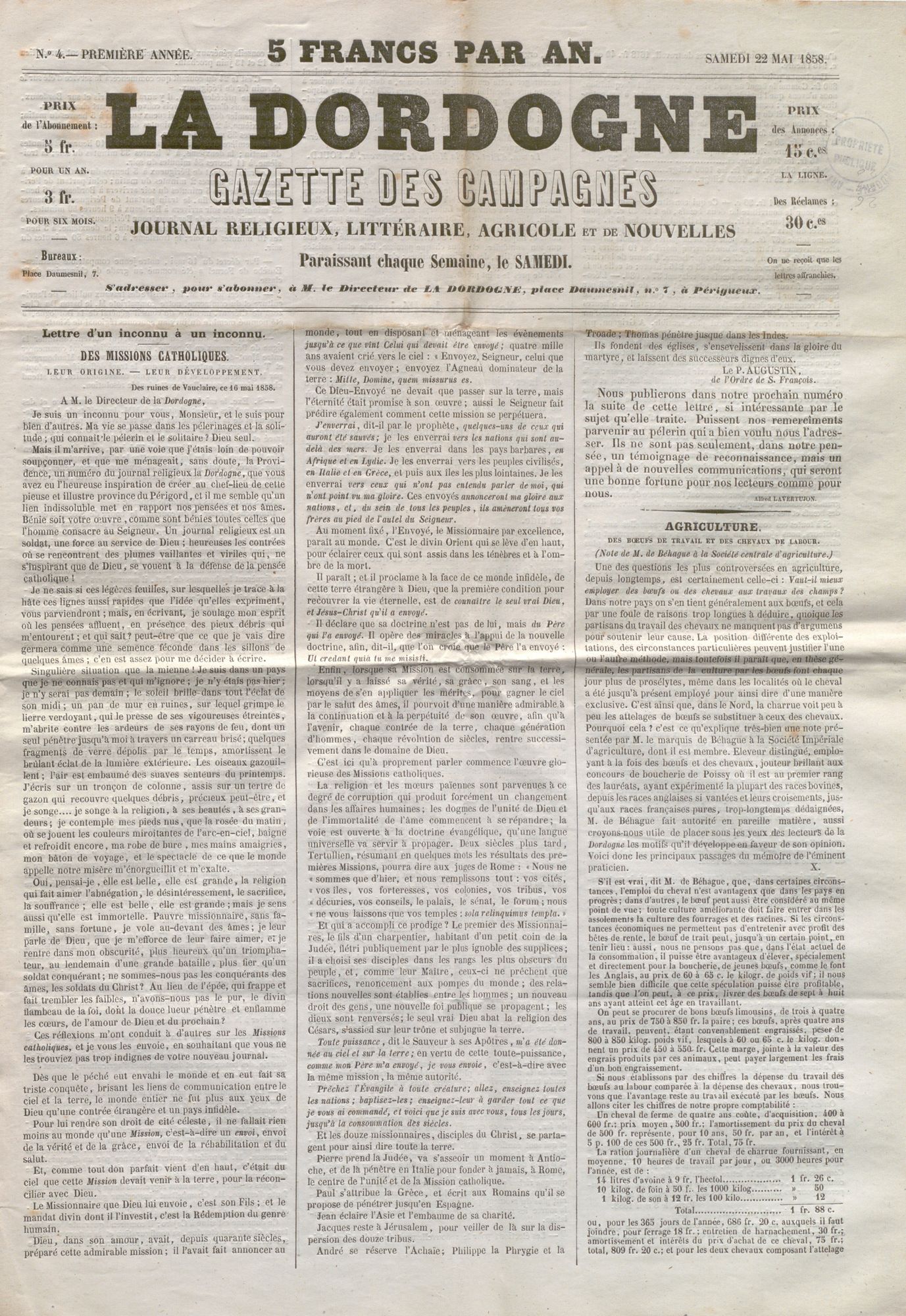 La Dordogne : gazette des campagnes