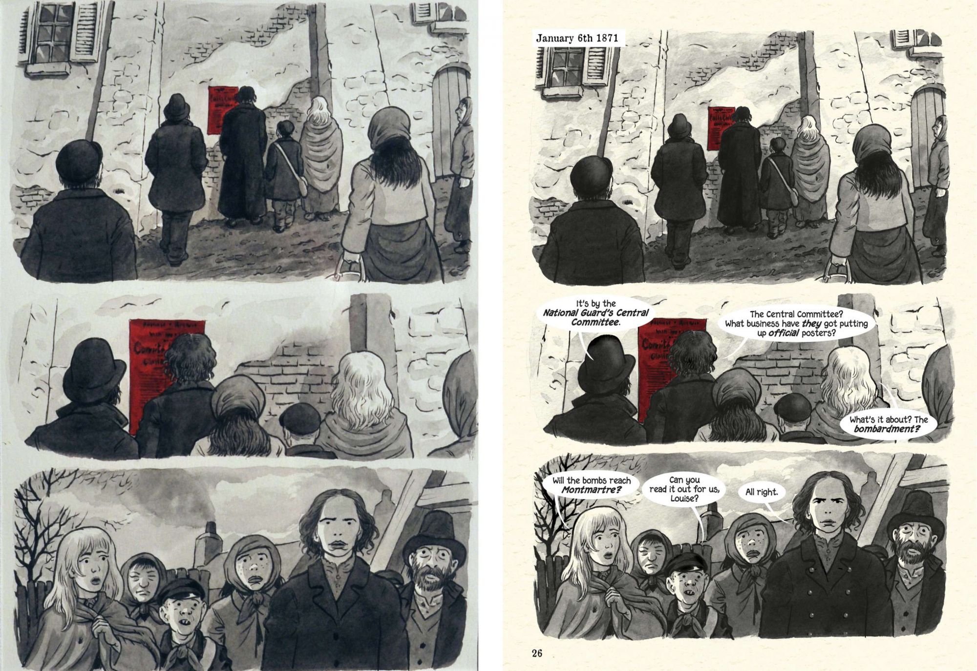 Louise Michel, La Vierge Rouge (page 26. Planche originale et page publiée.)