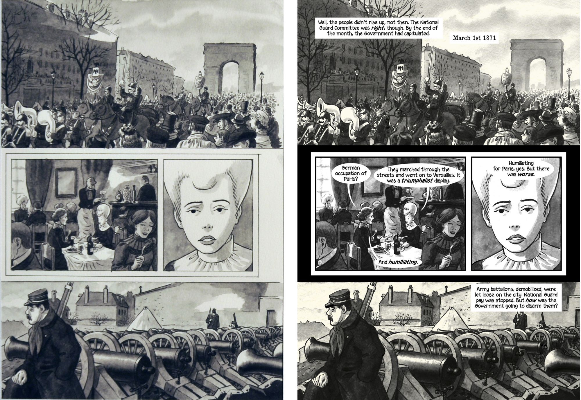 Louise Michel, La Vierge Rouge (page 30. Planche originale et page publiée.)