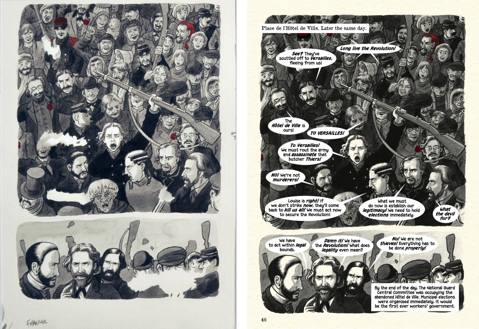 Louise Michel, La Vierge Rouge (page 40. Planche originale et page publiée.)