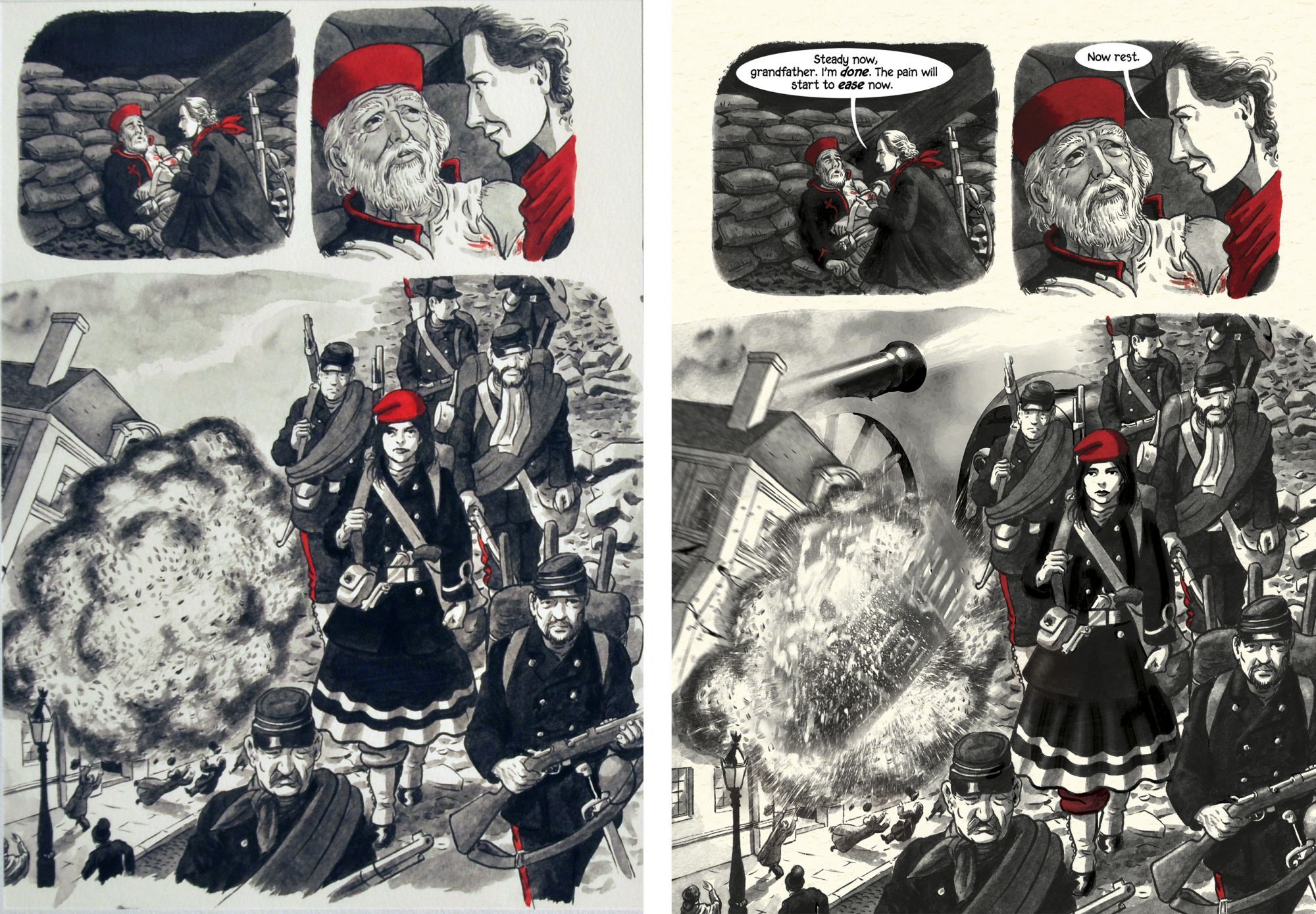 Louise Michel, La Vierge Rouge (page 56. Planche originale et page publiée.)