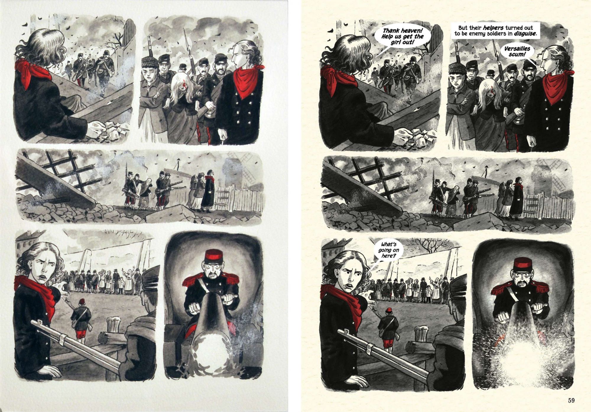 Louise Michel, La Vierge Rouge (page 59. Planche originale et page publiée.)