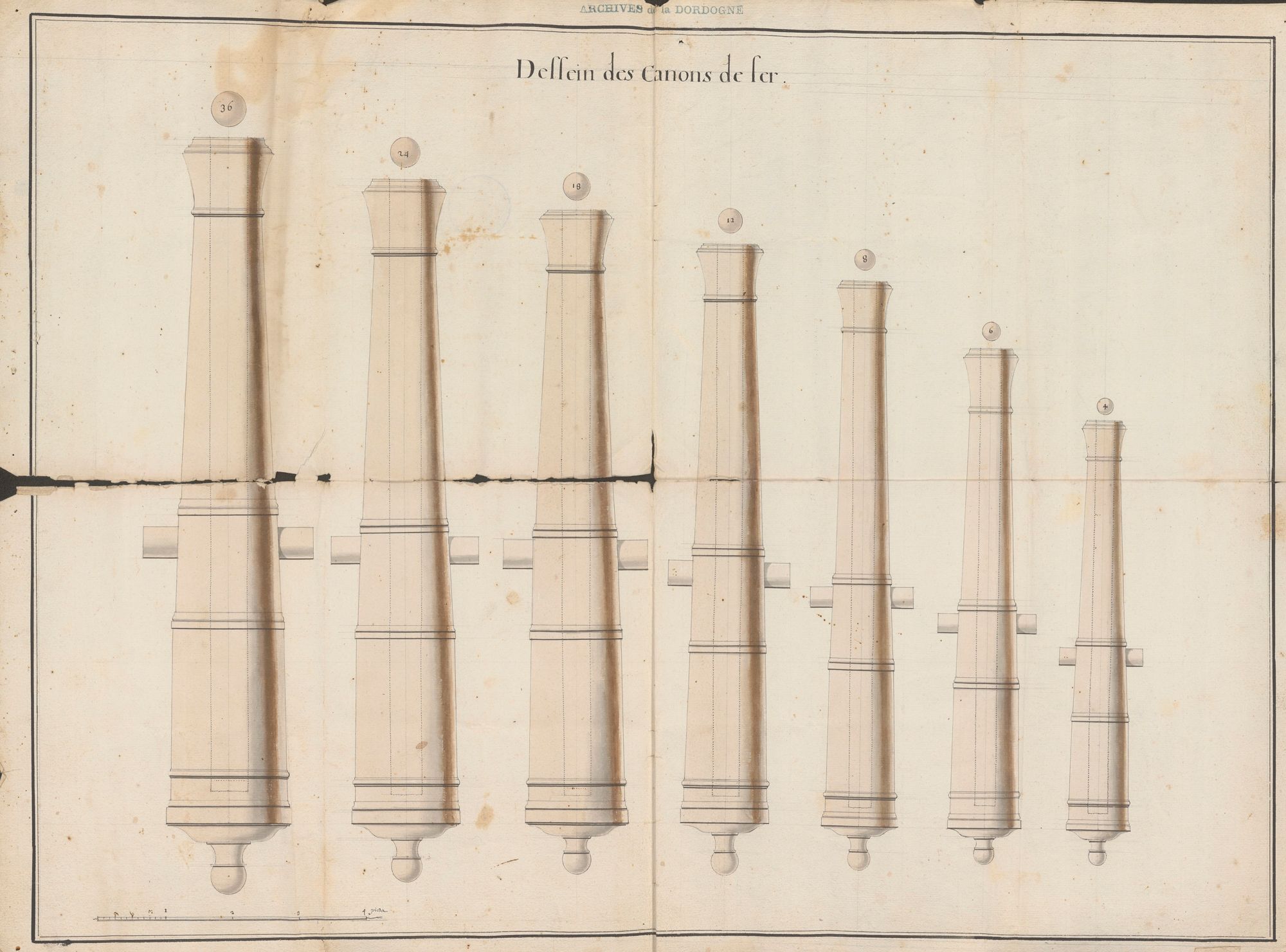 Dessin des canons de fer
